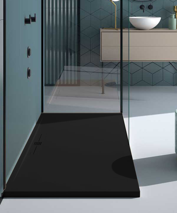 Receveur de douche Noir, Lisse Stone SIDE, grille de couleur