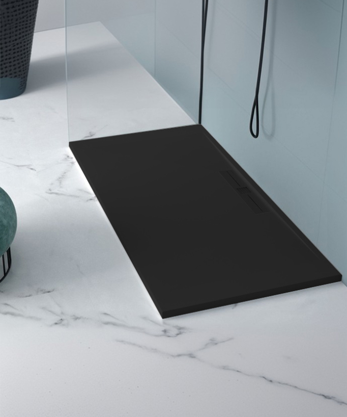 Receveur de douche Noir, Lisse Stone SIDE, grille de couleur
