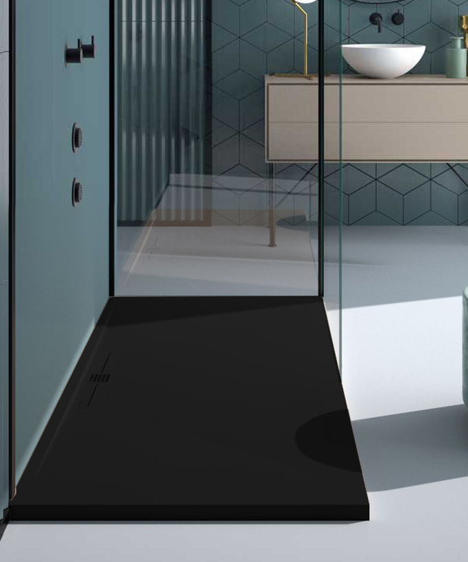 Receveur de douche Noir, Lisse Stone SIDE, grille de couleur