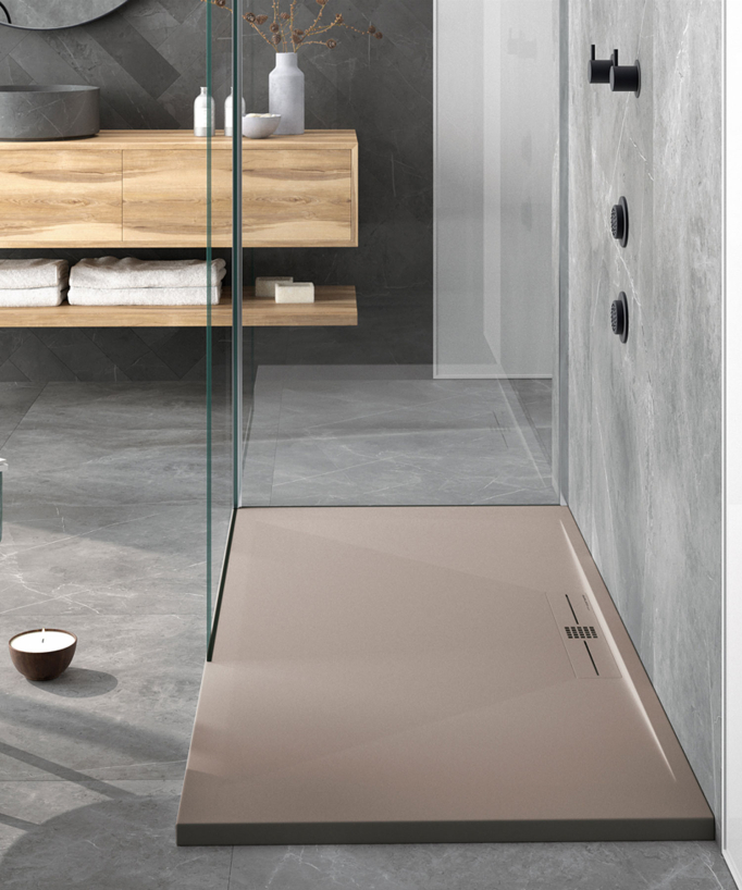 Receveur de douche Sable, finition Lisse Stone SIDE, grille de couleur