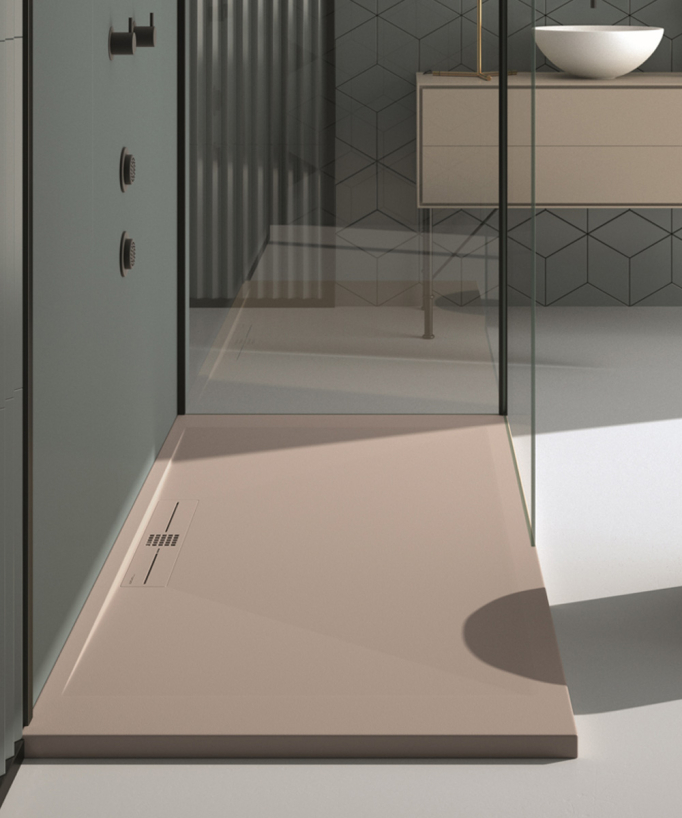 Receveur de douche Sable, finition Lisse Stone SIDE, grille de couleur