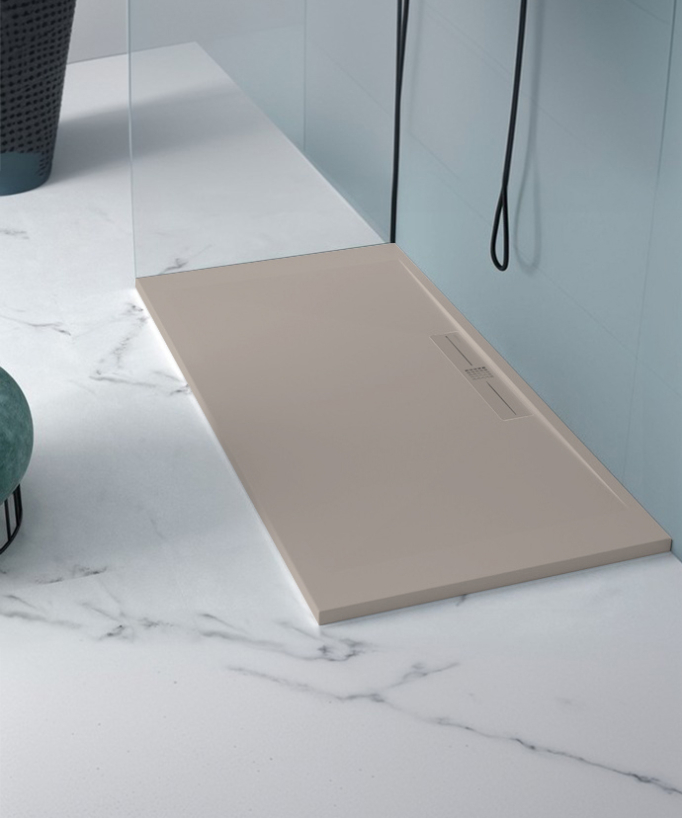 Receveur de douche Sable, finition Lisse Stone SIDE, grille de couleur