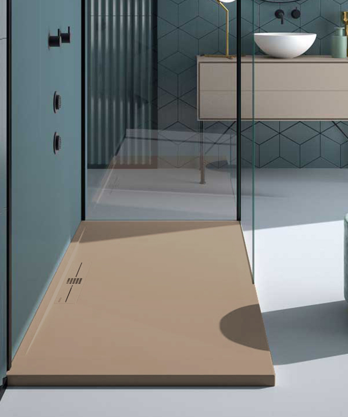 Receveur de douche Moka, Lisse Stone SIDE, grille de couleur