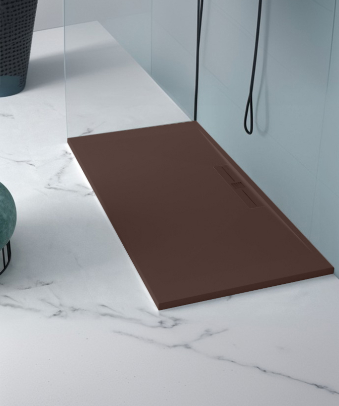 Receveur de douche Chocolat, Lisse Stone SIDE, grille de couleur