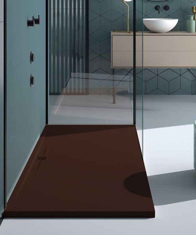 Receveur de douche Chocolat, Lisse Stone SIDE, grille de couleur