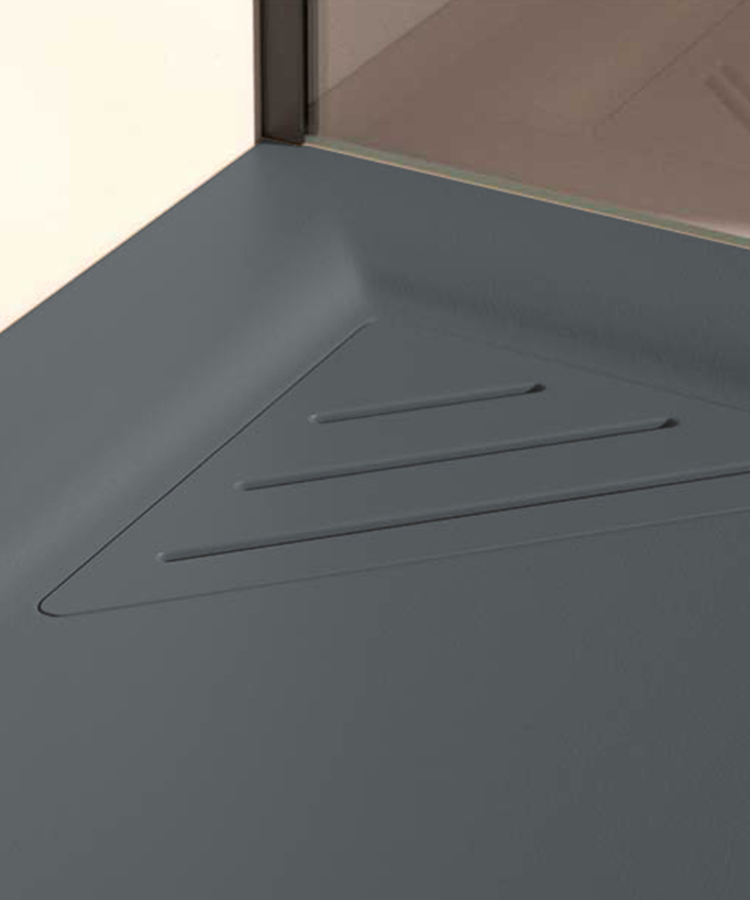 Receveur de douche Anthracite, finition Lisse Stone MIO, grille de couleur