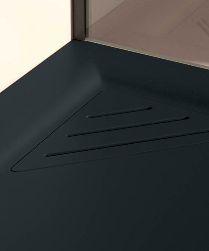Receveur de douche Noir, finition Lisse Stone MIO, grille de couleur