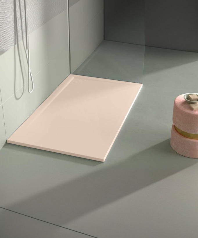 Receveur de douche Crème, finition Lisse Stone MIO, grille de couleur
