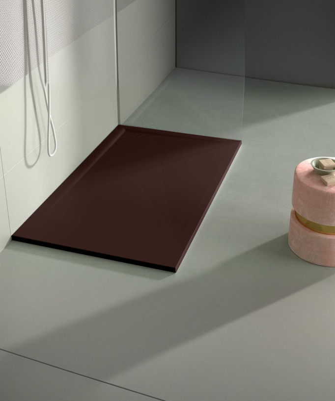 Receveur de douche Chocolat, finition Lisse Stone MIO, grille de couleur