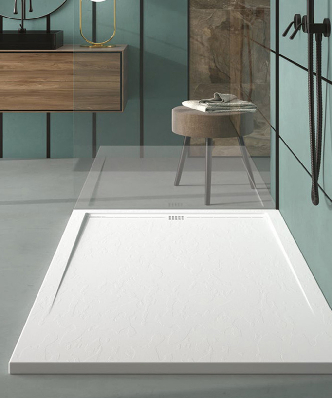 Receveur de douche Blanc, finition Ardoise Stone CACH, grille de couleur