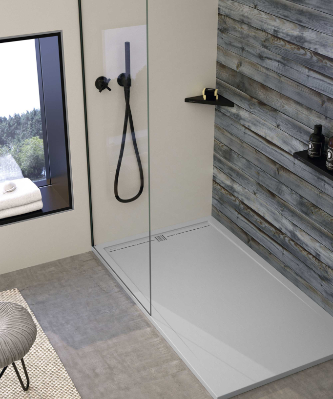 Receveur de douche Gris 7035, finition Lisse Stone CACH, grille de couleur