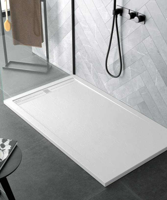 Receveur de douche Gris 7035, finition Ardoise Stone CACH, grille de couleur