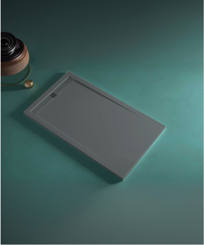 Receveur de douche Anthracite, finition Lisse Stone CACH, grille de couleur