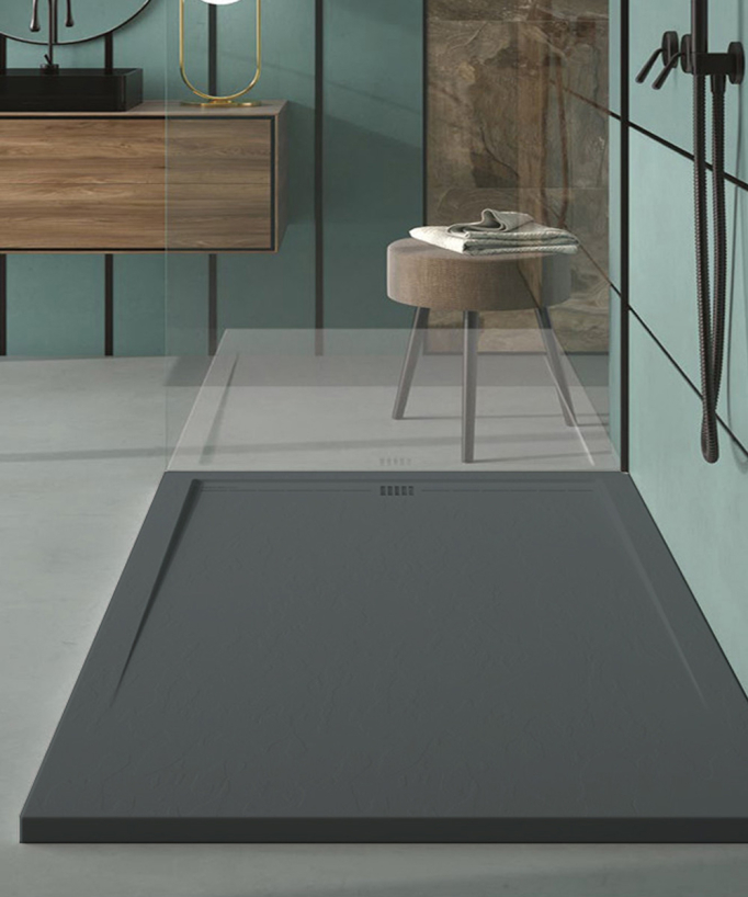 Receveur de douche Anthracite, finition Ardoise Stone CACH, grille de couleur