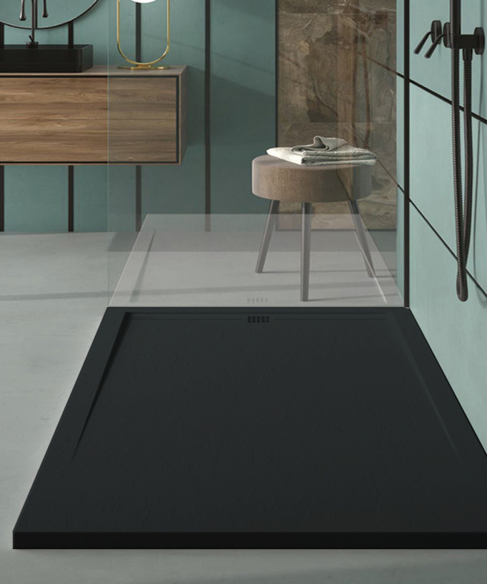 Receveur de douche Noir, finition Ardoise Stone CACH, grille de couleur