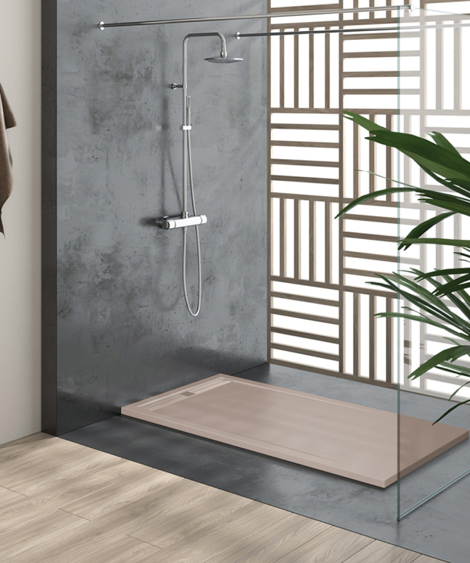 Receveur de douche Sable, finition Lisse Stone CACH, grille de couleur