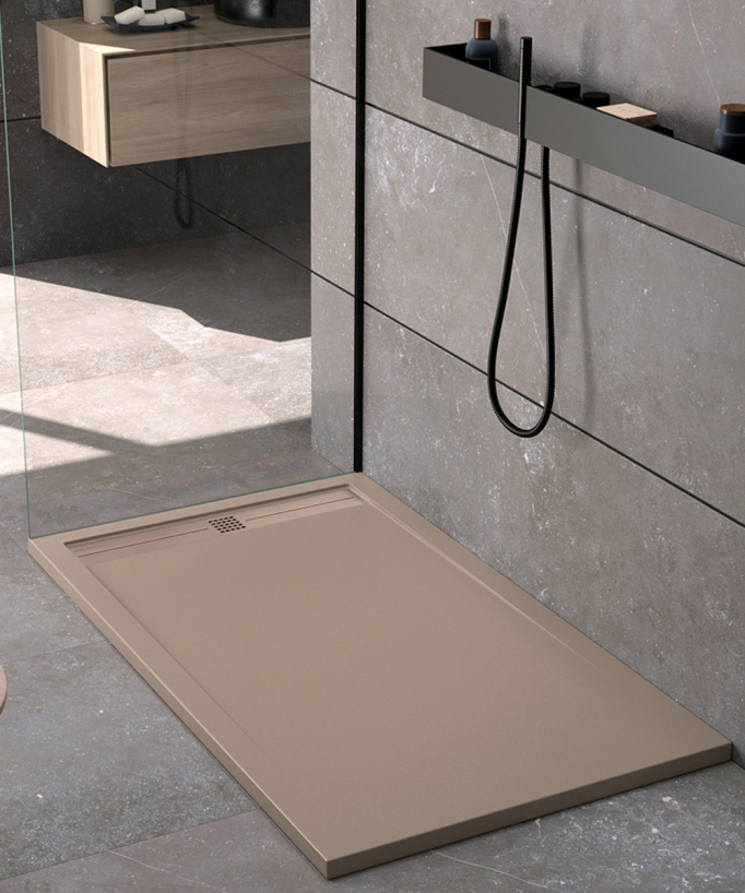 Receveur de douche Moka, finition Lisse Stone CACH, grille de couleur