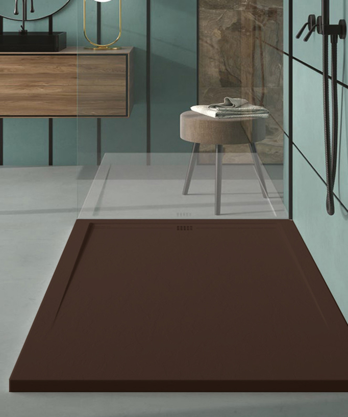 Receveur de douche Chocolat, finition Ardoise Stone CACH, grille de couleur