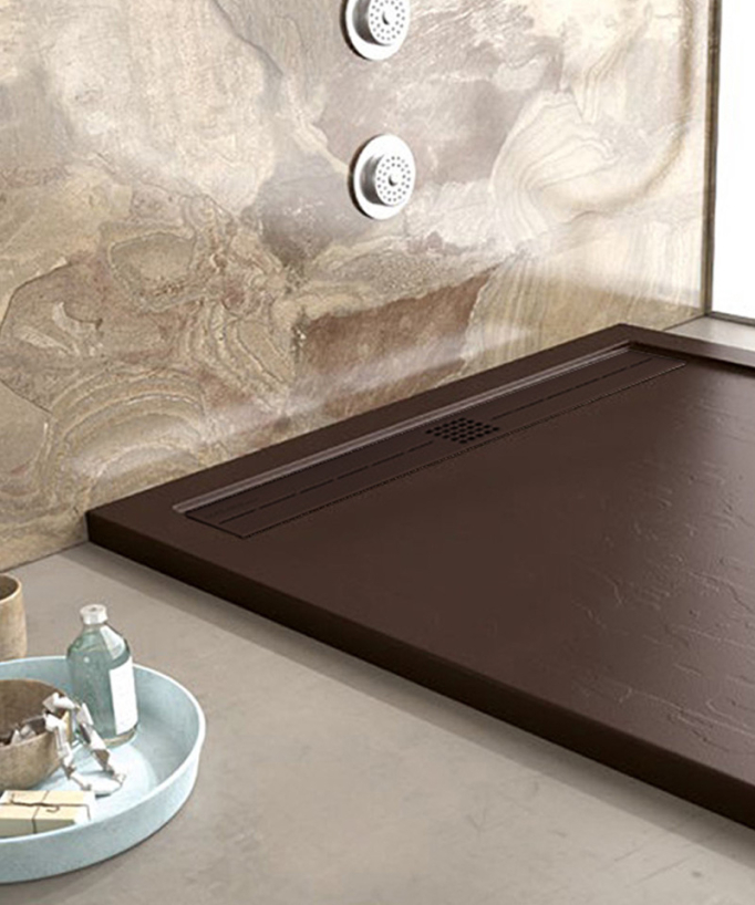 Receveur de douche Chocolat, finition Ardoise Stone CACH, grille de couleur