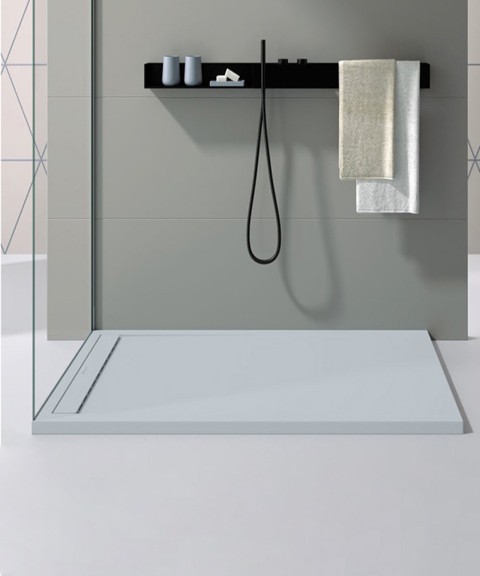 Receveur de douche Gris 7035, finition Lisse Stone SMART, grille de couleur
