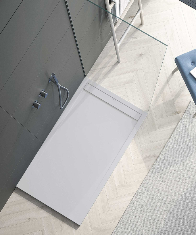 Receveur de douche Gris 7035, finition Lisse Stone SMART, grille de couleur