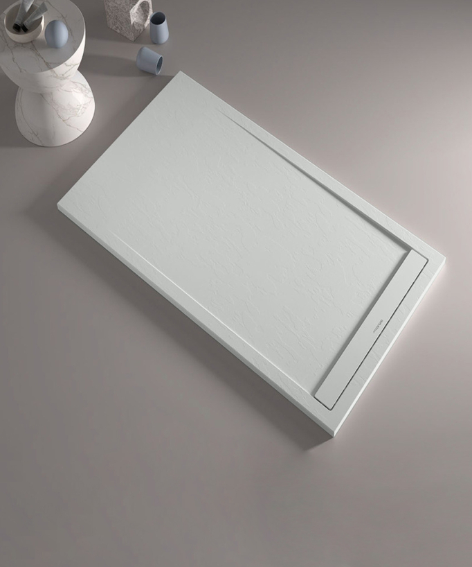 Receveur de douche Gris 7035, finition Ardoise Stone SMART, grille de couleur