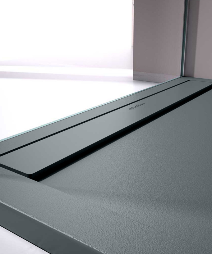 Receveur de douche Anthracite, finition Lisse Stone SMART, grille de couleur