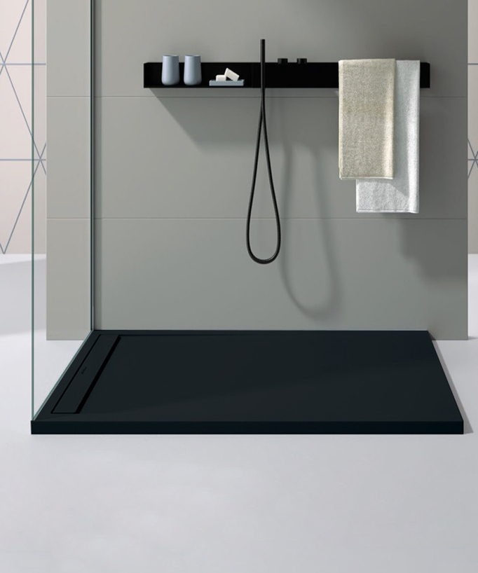 Receveur de douche Noir, finition Lisse Stone SMART, grille de couleur