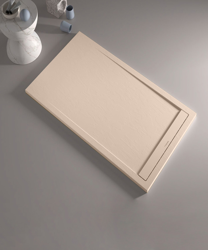 Receveur de douche Crème, finition Ardoise Stone SMART, grille de couleur
