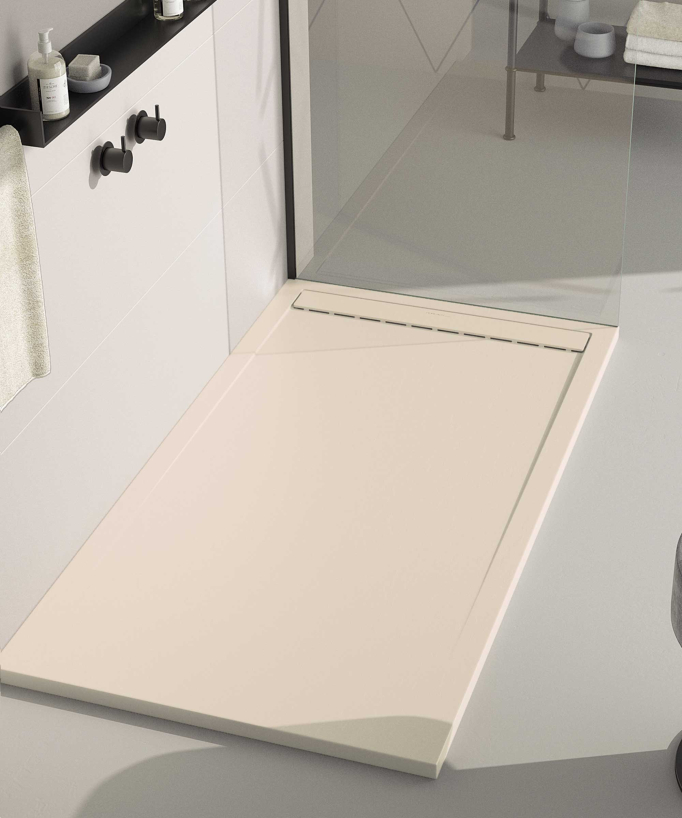 Receveur de douche Crème, finition Ardoise Stone SMART, grille de couleur