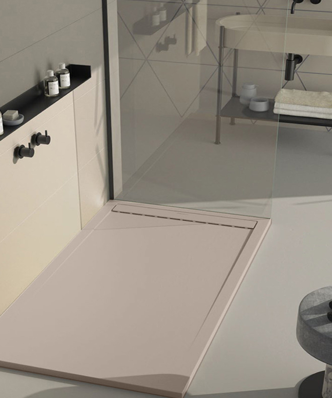 Receveur de douche Sable, finition Lisse Stone SMART, grille de couleur
