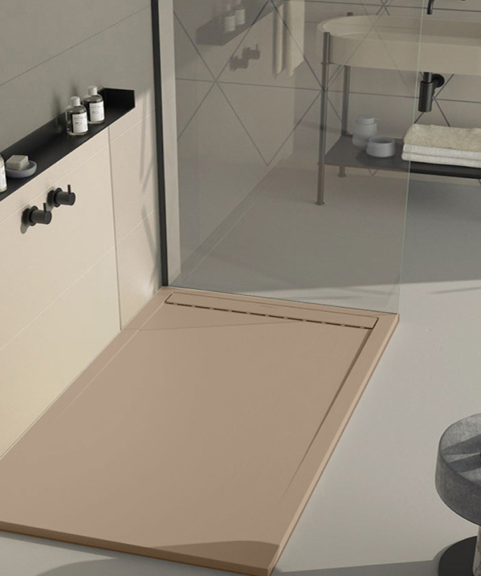 Receveur de douche Moka, finition Lisse Stone SMART, grille de couleur