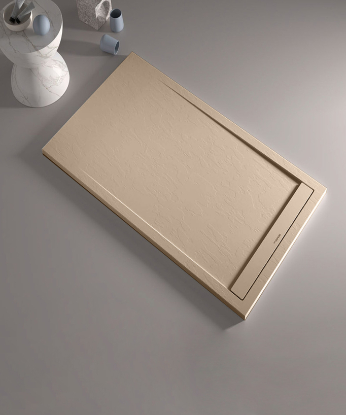 Receveur de douche Moka, finition Ardoise Stone SMART, grille de couleur