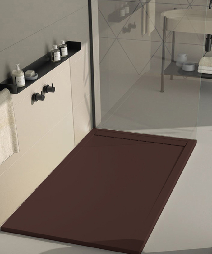 Receveur de douche Chocolat, finition Lisse Stone SMART, grille de couleur
