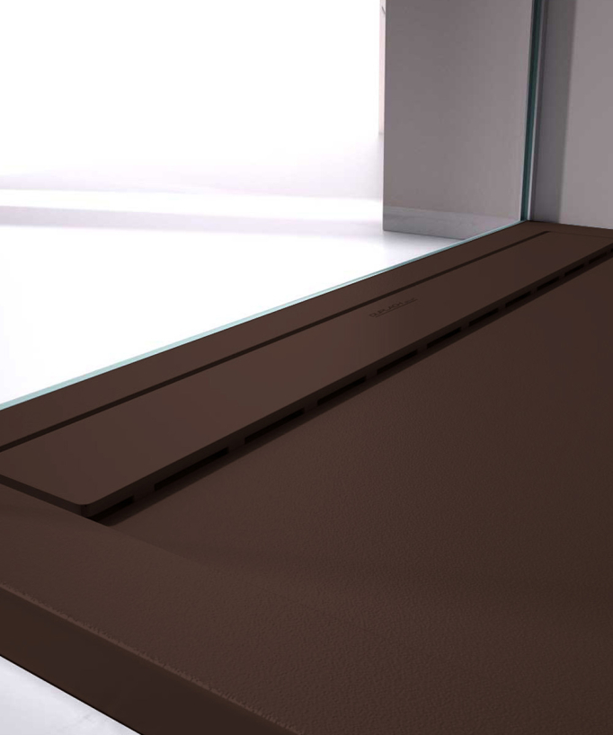 Receveur de douche Chocolat, finition Lisse Stone SMART, grille de couleur