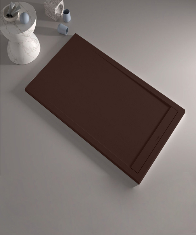 Receveur de douche Chocolat, finition Ardoise Stone SMART, grille de couleur