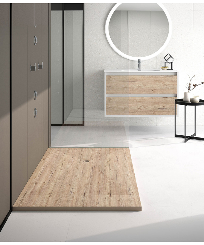 Receveur de douche Nature, finition Lisse Stone 3D, grille de couleur