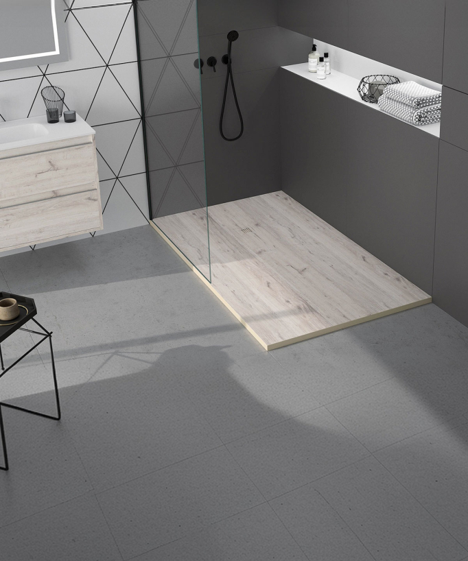 Receveur de douche Décape, finition Lisse Stone 3D, grille de couleur