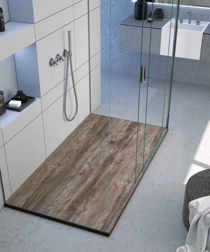 Receveur de douche Baobab, finition Lisse Stone 3D, grille de couleur