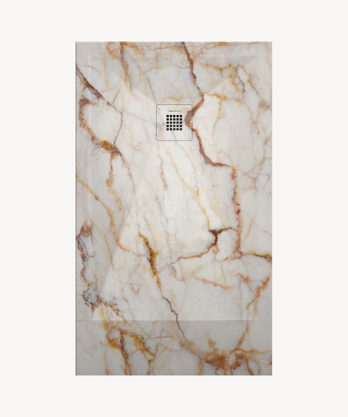 Receveur de douche Marbre creme, finition Lisse Stone 3D, grille de couleur