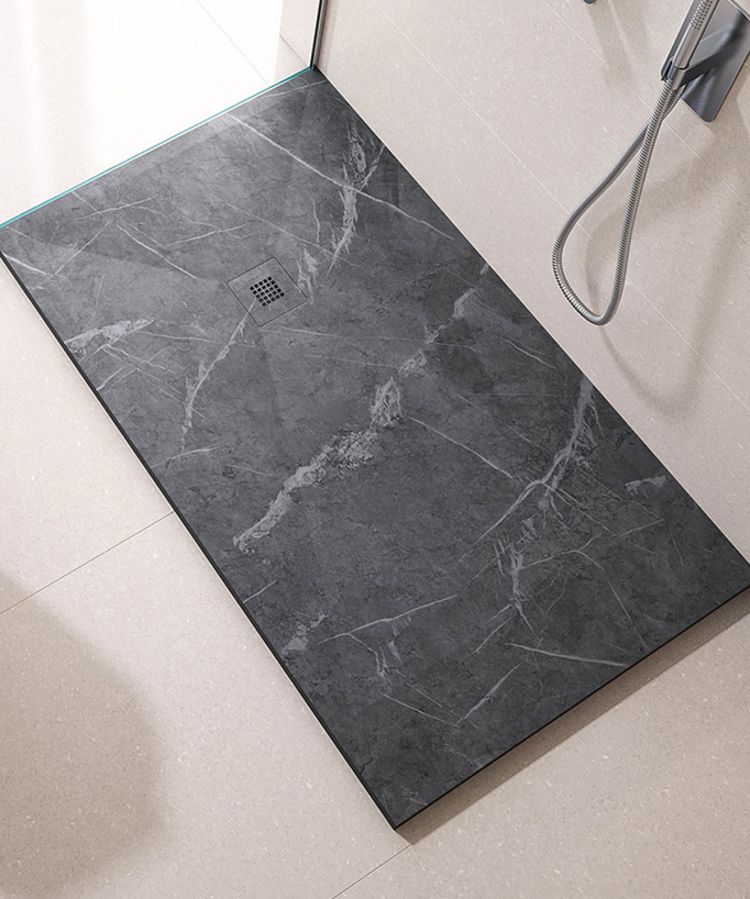 Receveur de douche Marquina, finition Lisse Stone 3D, grille de couleur