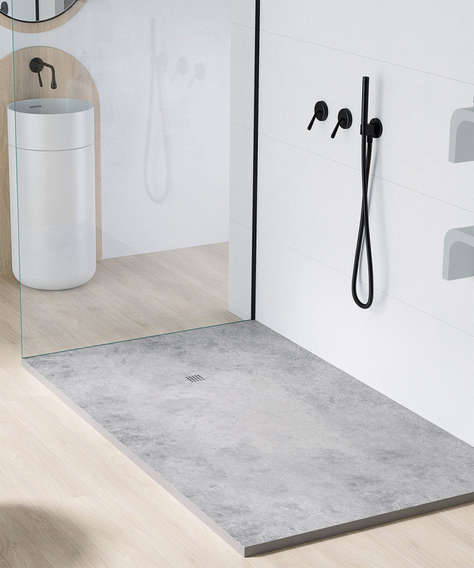 Receveur de douche Béton, finition Lisse Stone 3D, grille de couleur