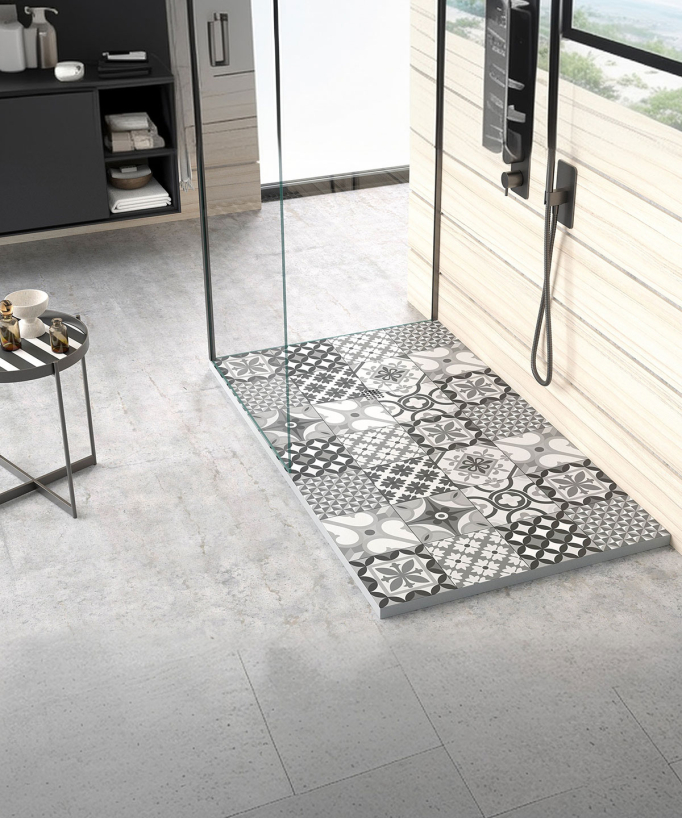 Receveur de douche BN Hydraulic, finition Lisse Stone 3D, grille de couleur