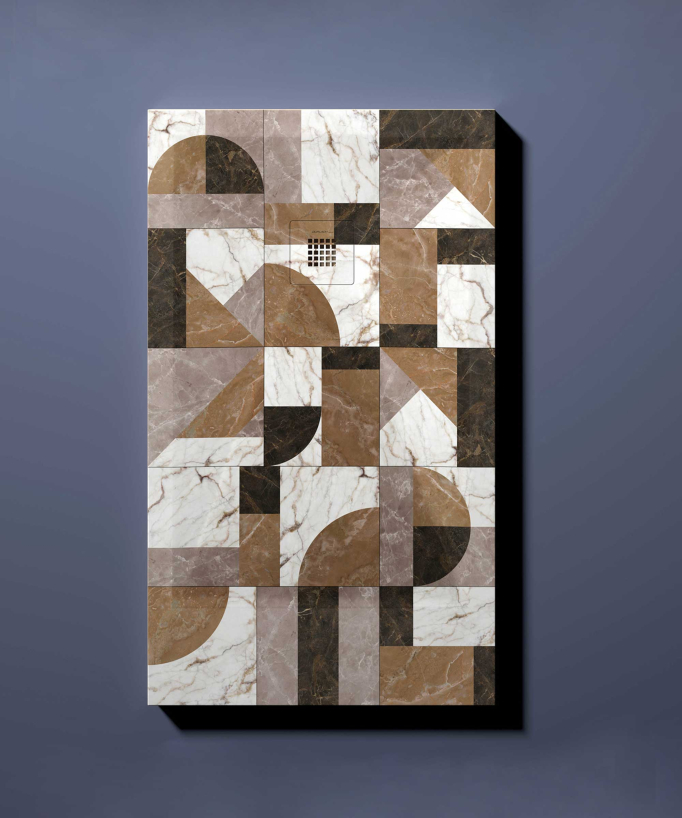 Receveur de douche 2 Couleur MosaÏque, finition Lisse Stone 3D, grille de couleur