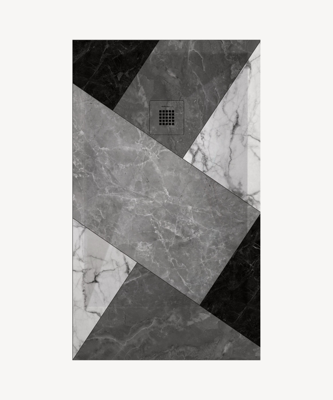 Receveur de douche 2 BN MosaÏque, finition Lisse Stone 3D, grille de couleur