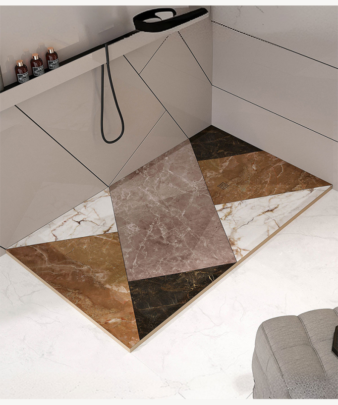 Receveur de douche 3 Couleur MosaÏque, finition Lisse Stone 3D, grille de couleur