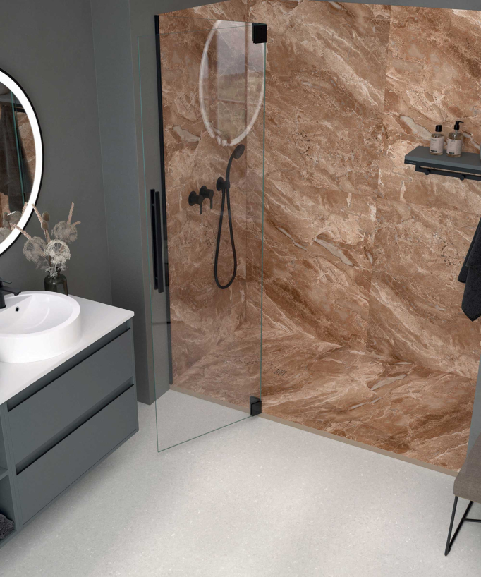 Receveur de douche Empereur clair, finition Lisse Stone 3D, grille de couleur
