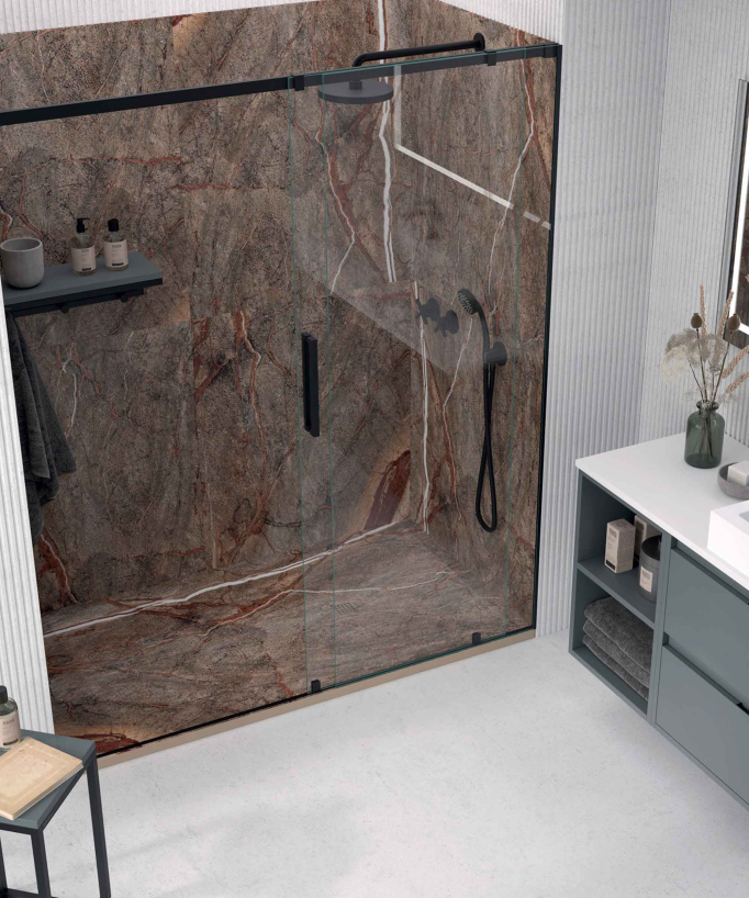 Receveur de douche Forêt Tropicale Brun, finition Lisse Stone 3D, grille de couleur