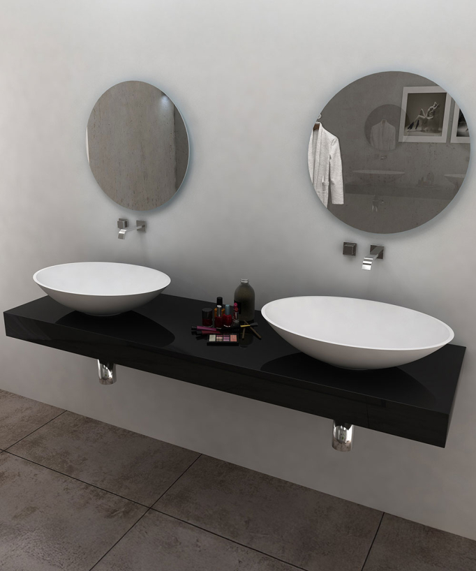 Vasque ovale à poser en solid surface Blanc mat - Kabinda