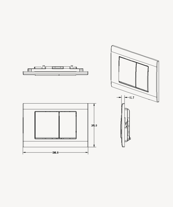 Plaque de commande avec double touche compatible avec Sigma Geberit - Chromé
